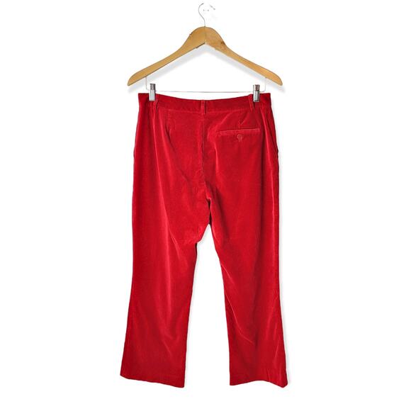 LAUREN Ralph Lauren Red Velvet‎ Textured Straight Leg Trousers Size 10 Petite - Picture 2 of 6